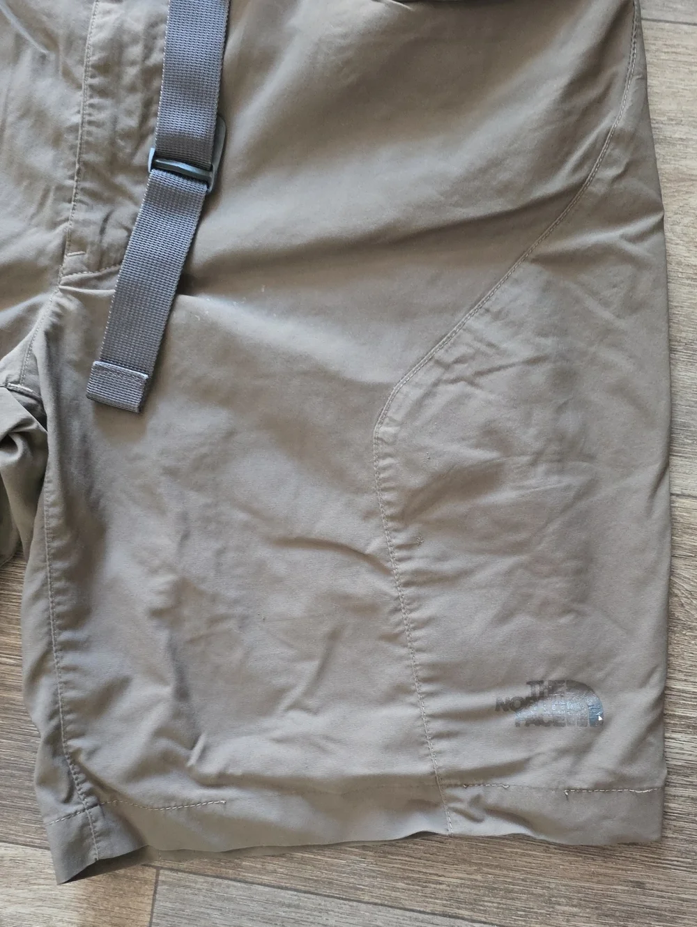 The North Face Men's Taupe Hybrid Hiking Shorts with Integrated Belt